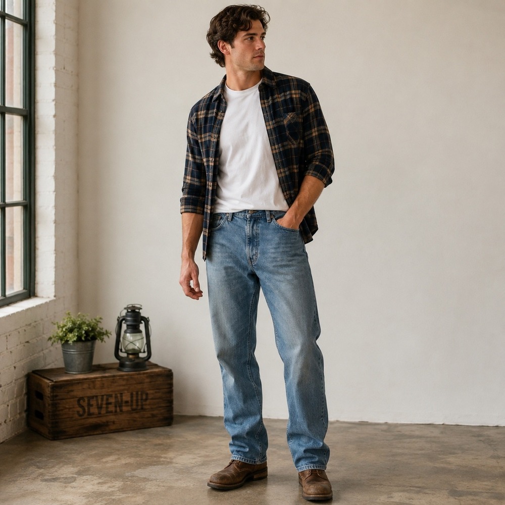 Wrangler 97601SH Relaxed Fit Jeans 36x30 Faded Medium Wash Denim